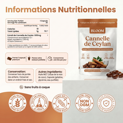 Cannelle de Ceylan 7 200 mg avec huile TCM