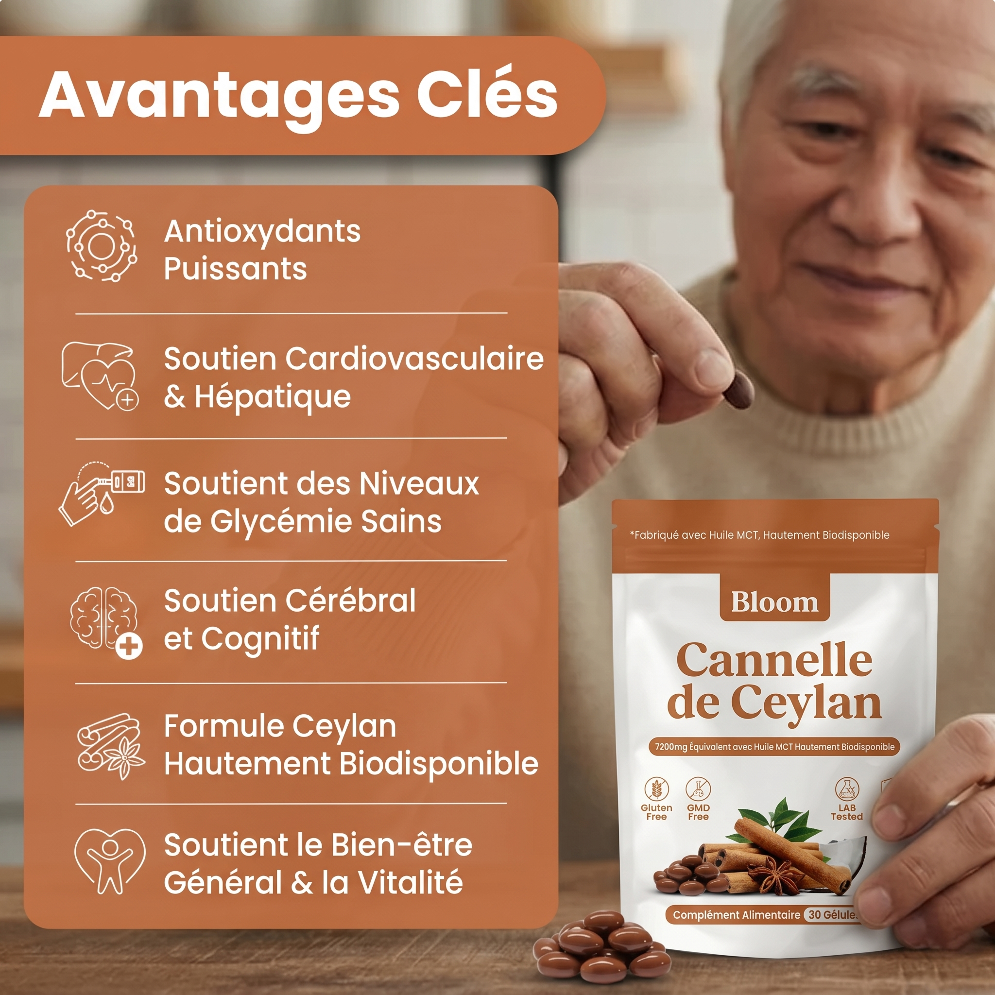 Cannelle de Ceylan 7 200 mg avec huile TCM